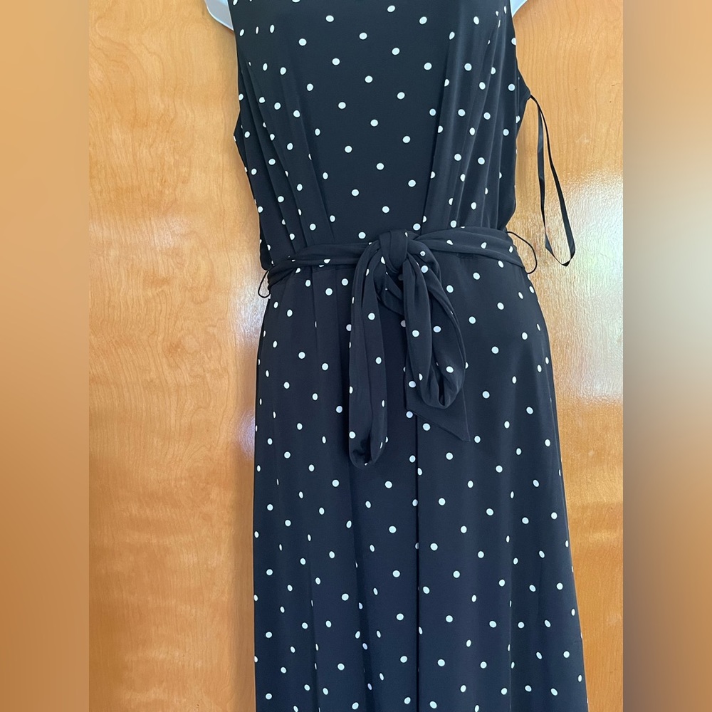 Charter Club black and white poka dot flare dress